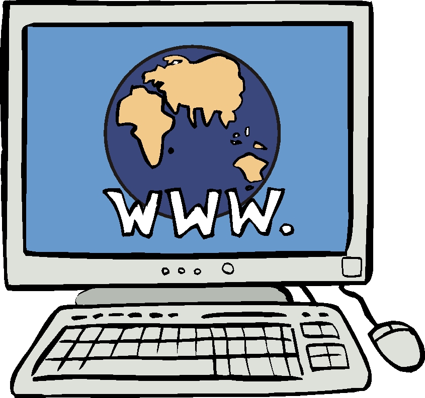 Man sieht einen Computer-Bildschirm. Man sieht auf dem Bildschirm die Weltkugel und "www".